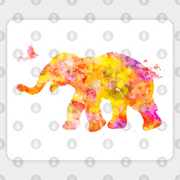 Yellow Baby Elephant Watercolor Painting Sticker by Miao Miao Design